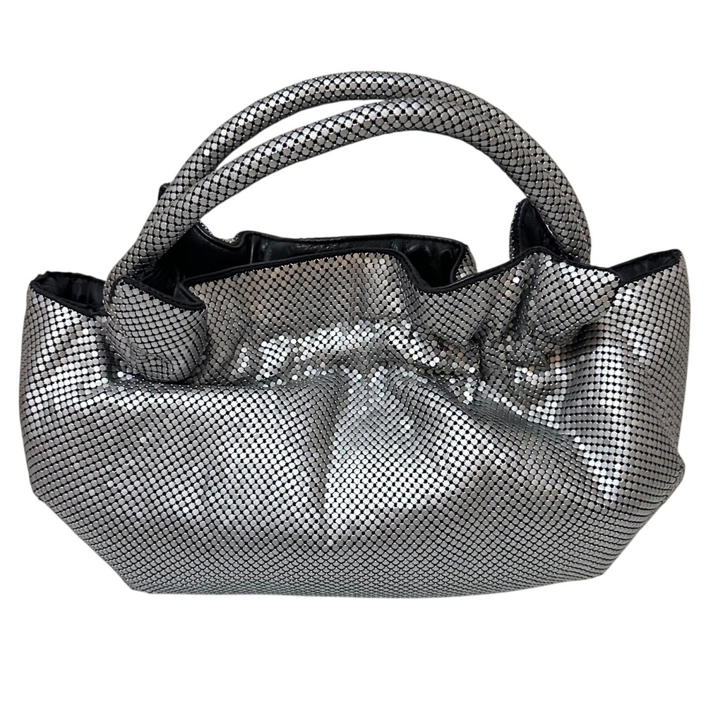 Whiting & Davis Silver Metal Mesh Hobo Handbag Evening Bag Slouchy Tote